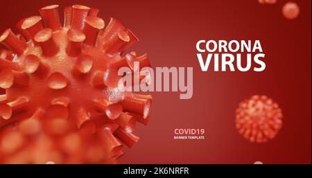 covid19 - Corona Virus 3D Bilddesign, covid 19 Bannerdesign Stockfoto