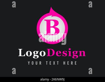 Logo mit dem Buchstaben B. Ihr Text Hier . Logo-Vorlage auf schwarzem Hintergrund. Stockfoto