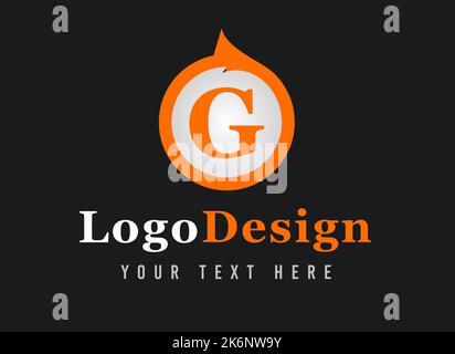 Design mit G-Logo. Ihr Text Hier . Logo-Vorlage auf schwarzem Hintergrund. Stockfoto