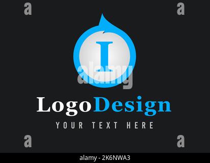 Letter I Logo-Design. Ihr Text Hier . Logo-Vorlage auf schwarzem Hintergrund. Stockfoto