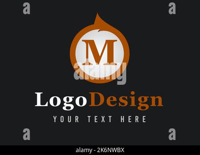 Design mit M-Logo. Ihr Text Hier . Logo-Vorlage auf schwarzem Hintergrund. Stockfoto