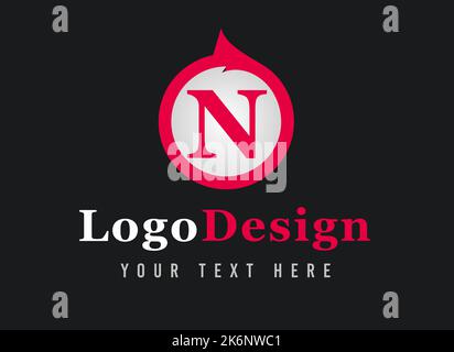 Design mit N-Logo. Ihr Text Hier . Logo-Vorlage auf schwarzem Hintergrund. Stockfoto