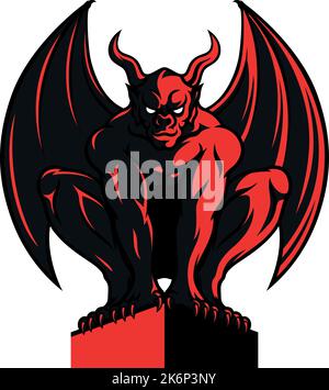 Illustration des Roten Dämons Gargoyle Stock Vektor