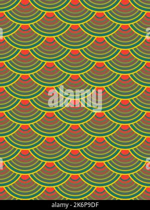 Seigaiha Muster nahtlose Vektor-Textur, nach unten, bereit für Desktop-Wallpaper, Design-Elemente, Clipart, Stoffmuster und Geschenkpapier für Stock Vektor