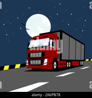 Container-LKW laufen auf den Straßen Vektor-Illustration Stock Vektor