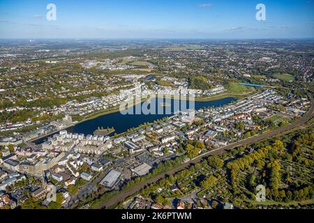 Luftaufnahme, Phoenix See, Wohnviertel, Freizeit, Hörde, Dortmund, Ruhrgebiet, Nordrhein-Westfalen, Deutschland, Bürogebäude, DE, Europ Stockfoto