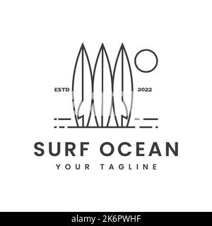 Drei Surfboards, Summer Beach Surfing Vacation Logo Designinspiration Stock Vektor