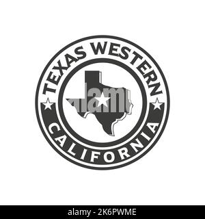 Texas State Logo-Vorlage, Wappen, Etiketten. Ein-Sterne-Land. Typografie, Texas USA Vintage Design. Vektordarstellung des Kartenemblems Stock Vektor