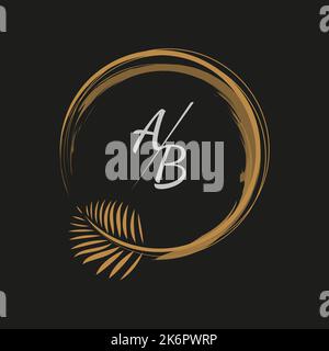 Sommer Blatt abstrakt Kreis Design Illustration Gold Design Logo. Resorts und Spas, Kosmetik, Mode, Schönheit Palmwedel im Kreis. monogramm Konz Stock Vektor