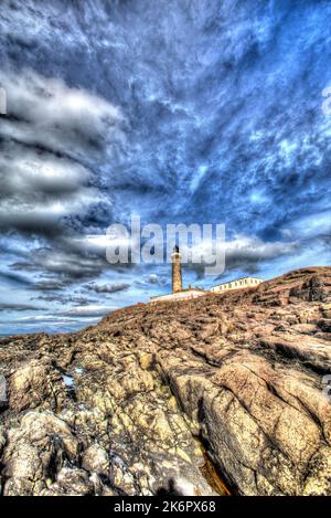 Halbinsel von Ardamurchan, Schottland. Künstlerische Ansicht des 1849 von Alan Stevenson entworfenen Ardnamurchan Lighthouse. Stockfoto