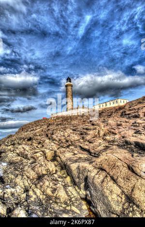 Halbinsel von Ardamurchan, Schottland. Künstlerische Ansicht des 1849 von Alan Stevenson entworfenen Ardnamurchan Lighthouse. Stockfoto