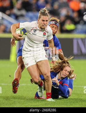 Whangarei, Neuseeland. 09. Oktober 2022. Claudia MacDonald aus England beim Rugby-Weltcup-Spiel der Frauen Frankreich gegen England Frauen im Northland Events Center, Whangarei, Neuseeland, 15.. Oktober 2022 (Foto von Natalie Bell/News Images) in Whangarei, Neuseeland am 10/9/2022. (Foto von Natalie Bell/News Images/Sipa USA) Quelle: SIPA USA/Alamy Live News Stockfoto