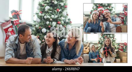 Collage von Familien Feier Momente zu zweit zu Hause genießen Stockfoto