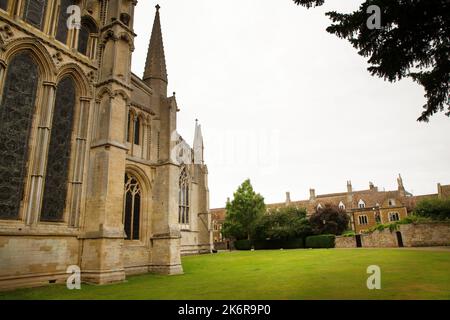 Ely Cathedral, die Kathedrale der Heiligen und ungeteilten Dreifaltigkeit, ist eine anglikanische Kathedrale in der Stadt Ely, Cambridgeshire, England. Stockfoto