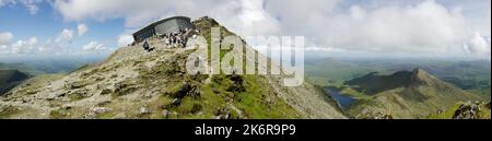 Panorama, Hafod Eryri, Yr Wyddfa, Snowdon Mountain, Summit, Snowdonia North Wales, Vereinigtes Königreich, Stockfoto