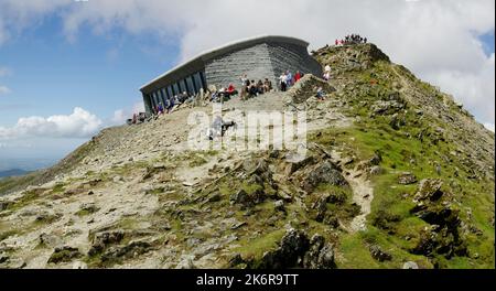 Panorama, Hafod Eryri, Yr Wyddfa, Snowdon Mountain, Summit, Snowdonia North Wales, Vereinigtes Königreich, Stockfoto