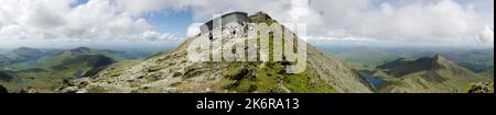 Panorama, Hafod Eryri, Yr Wyddfa, Snowdon Mountain, Summit, Snowdonia North Wales, Vereinigtes Königreich, Stockfoto