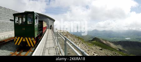 Panorama, Hafod Eryri, Yr Wyddfa, Snowdon Mountain, Summit, Snowdonia North Wales, Vereinigtes Königreich, Stockfoto