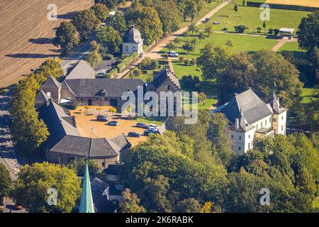 Luftaufnahme, Wasserschloss Haus Ophaldicke, Ophaldicke, Holzwickede, Ruhrgebiet, Nordrhein-Westfalen, Deutschland, Burg, DE, Europa, Hof, Antenne p Stockfoto