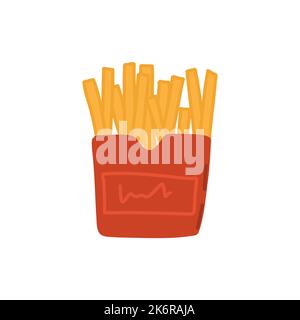 Kartoffeln pommes frites. Handgezeichnetes Fast-Food-Konzept. Vektor-Doodle-Illustration. Stock Vektor