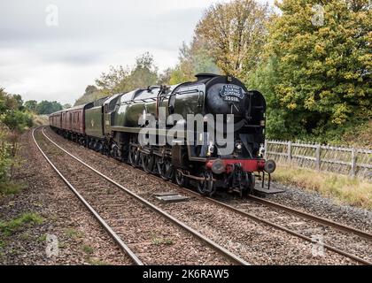 British India Line erhaltene Dampflokomotive fährt am 15.. Oktober 2022 durch Long Preston Stockfoto