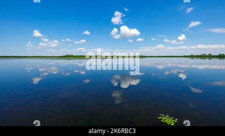 Wolkenspiegelung im Donaudelta Stockfoto