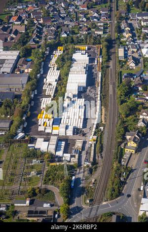 Luftaufnahme, Containerlager, Industriepark Ohlweg, Dellwig, Fröndenberg/Ruhr, Ruhrgebiet, Nordrhein-Westfalen, Deutschland, Container, DE, Eur Stockfoto