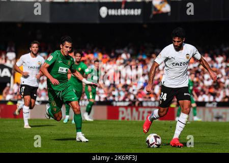 Valencia, Spanien. 15. Oktober 2022. La Liga Spanisches Fußballspiel La Liga Valencia gegen Elche im Mestalla Stadion, Valencia 15 October 2022 900/Cordon Press Credit: CORDON PRESS/Alamy Live News Stockfoto