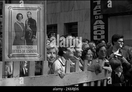 Juan Carlos I., König von Spanien, an der Universidad e Belgrano, Buenos Aires, Argentinien, 1985 Stockfoto