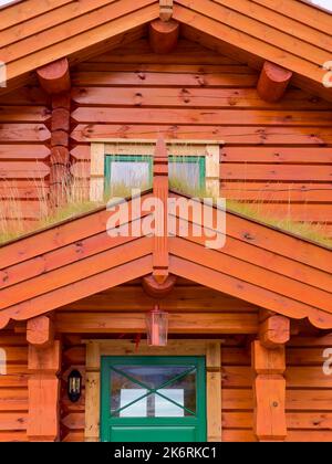 Holzhütte, Blockhaus, Blockhütte - Stock Foto Stockfoto