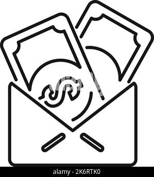 Umrissvektor für das Symbol „Geldumschlag“ Online-Bank. Telefonzahlung Stock Vektor