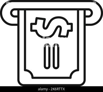 Umriss des ATM-Cash-Symbols. Geldtransfer. Mobile Bank Stock Vektor