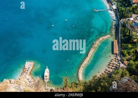 Mittelmeerküste in Kidrak Nachbarschaft von Oludeniz Beach Resort im Fethiye Bezirk der Mugla Provinz der Türkei. Stockfoto