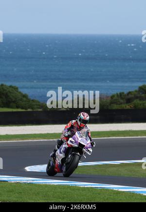 Phillip Island, AUSTRALIEN, 15. OKTOBER 2022: #89 DUCATI, MARTIN Jorge, SPA, Pramac Racing, MOTO GP Klasse, Während der DORNA & FIM Moto GP Championship 2022 Runde 18. Phillip Island Australian Motorcycle Grand Prix am Samstag, 15. Oktober 2022. Bild und Copyright © Cheng JIN/ATP-Bilder (JIN Cheng/ATP/SPP) Stockfoto