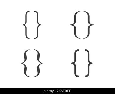 Geschweifte Klammer, Klammer Icon Set . Vektorgrafik. Stock Vektor