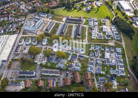 Luftaufnahme, Quartier Belgisches Viertel Baugebiet für neues Wohngebiet, Baustelle Kazerne Adam Soest und Redesign, Soest, Soester Stockfoto