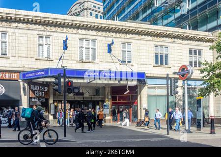 Eingang zum U-Bahnhof Aldgate, Algate High Street, Aldgate, The London Borough of Tower Hamlets, Greater London, England, Vereinigtes Königreich Stockfoto