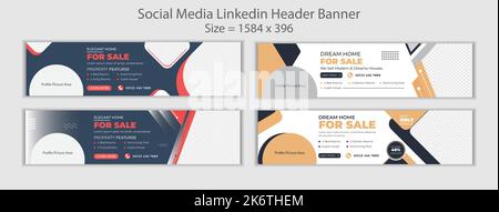 LinkedIn Profil Banner Design für Immobilien Business Stock Vektor