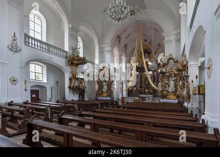 Innenraum der Wallfahrtskirche Maria Limbach, erbaut 1751-1755, Limbach, Unterfranken, Bayern, Deutschland Stockfoto