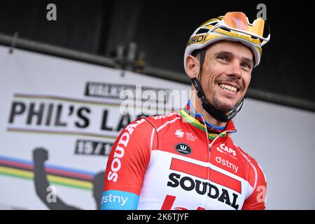 Valkenburg, Niederlande. 15. Oktober 2022. Der Belgier Philippe Gilbert von Lotto Soudal, abgebildet während des eintägigen Radrennens Phils Last Ride, einem Event, bei dem der belgische Radfahrer Philippe Gilbert sein letztes Radrennen in Valkenburg, Niederlande, am Samstag, den 15. Oktober 2022, fahren wird. Das Kriterium dauert eine Stunde und wird mit Start und Ziel auf dem Cauberg ausgetragen. BELGA FOTO DAVID STOCKMAN Kredit: Belga Nachrichtenagentur/Alamy Live News Stockfoto