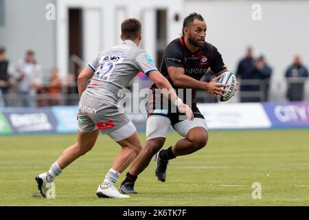 Billy Vunipola #8 von Saracens während des Spiels der Gallagher Premiership Saracens gegen Bath Rugby im StoneX Stadium, London, Großbritannien, 15.. Oktober 2022 (Foto von Richard Washbrooke/Nachrichtenbilder) Stockfoto