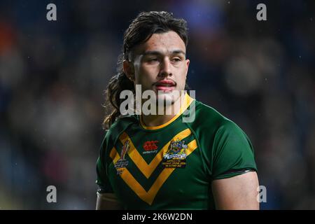 Tino Fa'asuamaleaui aus Australien während des Rugby League World Cup 2021-Spiels Australien gegen Fidschi im Headingley Stadium, Leeds, Großbritannien, 15.. Oktober 2022 (Foto von Craig Thomas/Nachrichtenbilder) in, am 10/15/2022. (Foto von Craig Thomas/News Images/Sipa USA) Quelle: SIPA USA/Alamy Live News Stockfoto