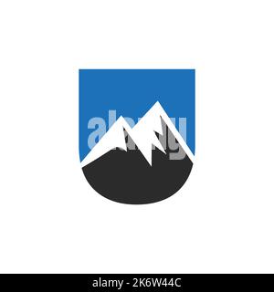 Vektorzeichen mit U-Mount-Logo. Mountain Nature Landscape Logo kombiniert mit Hill Icon und Template Stock Vektor