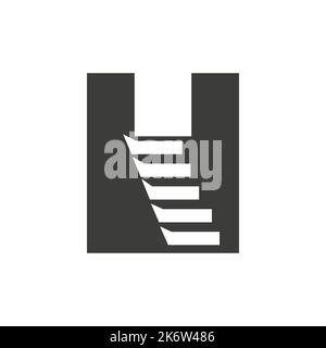 Anfangsbuchstabe H Stair Logo. Schritt Logo Symbol Alphabet Basierte Vektor-Vorlage Stock Vektor