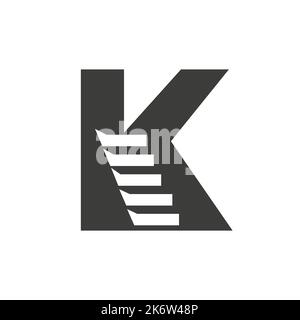 Anfangsbuchstabe K Stair Logo. Schritt Logo Symbol Alphabet Basierte Vektor-Vorlage Stock Vektor