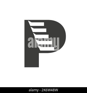 Anfangsbuchstabe P Stair Logo. Schritt Logo Symbol Alphabet Basierte Vektor-Vorlage Stock Vektor