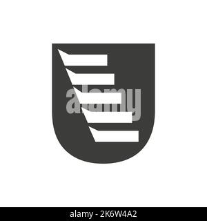 Anfangsbuchstabe U Stair Logo. Schritt Logo Symbol Alphabet Basierte Vektor-Vorlage Stock Vektor