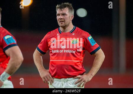 Limerick, Irland. 16. Oktober 2022. Peter O'Mahony von Münster während des Spiels der United Rugby Championship Round 5 zwischen Munster Rugby und Vodacom Bulls am 15. Oktober 2022 im Thomond Park in Limerick, Irland (Foto von Andrew SURMA/ Credit: SIPA USA/Alamy Live News Stockfoto