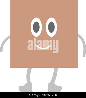 Quadratische Cartoon-geometrische Form für Kinder, um grundlegende mathematische Bildung mit Smiley-Gesicht Figur Illustration für Kindergarten und Vorschulkinder zu lernen Stock Vektor