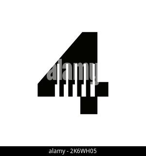 Buchstabe 4 Musiker Symbol, Klavier Logo Symbol Vektor-Vorlage Auf Weißem Hintergrund Stock Vektor